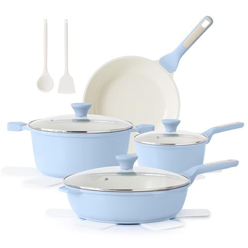 Non-Stick Ceramic Coated Aluminum Cookware - Lightweight & Durable