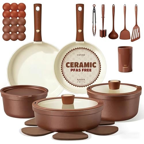 7-Piece Ceramic Coated Cookware Set - Non-Stick & Safe